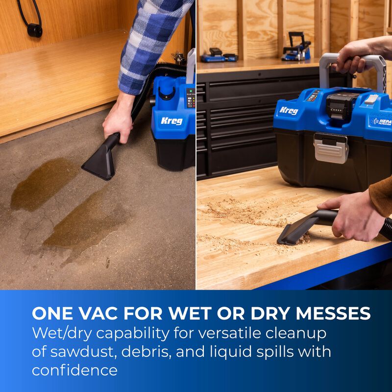 Kreg 20V Ionic Drive 2.6 Gal HEPA Wet/Dry Vacuum (Bare Tool) KPTWDV026B
