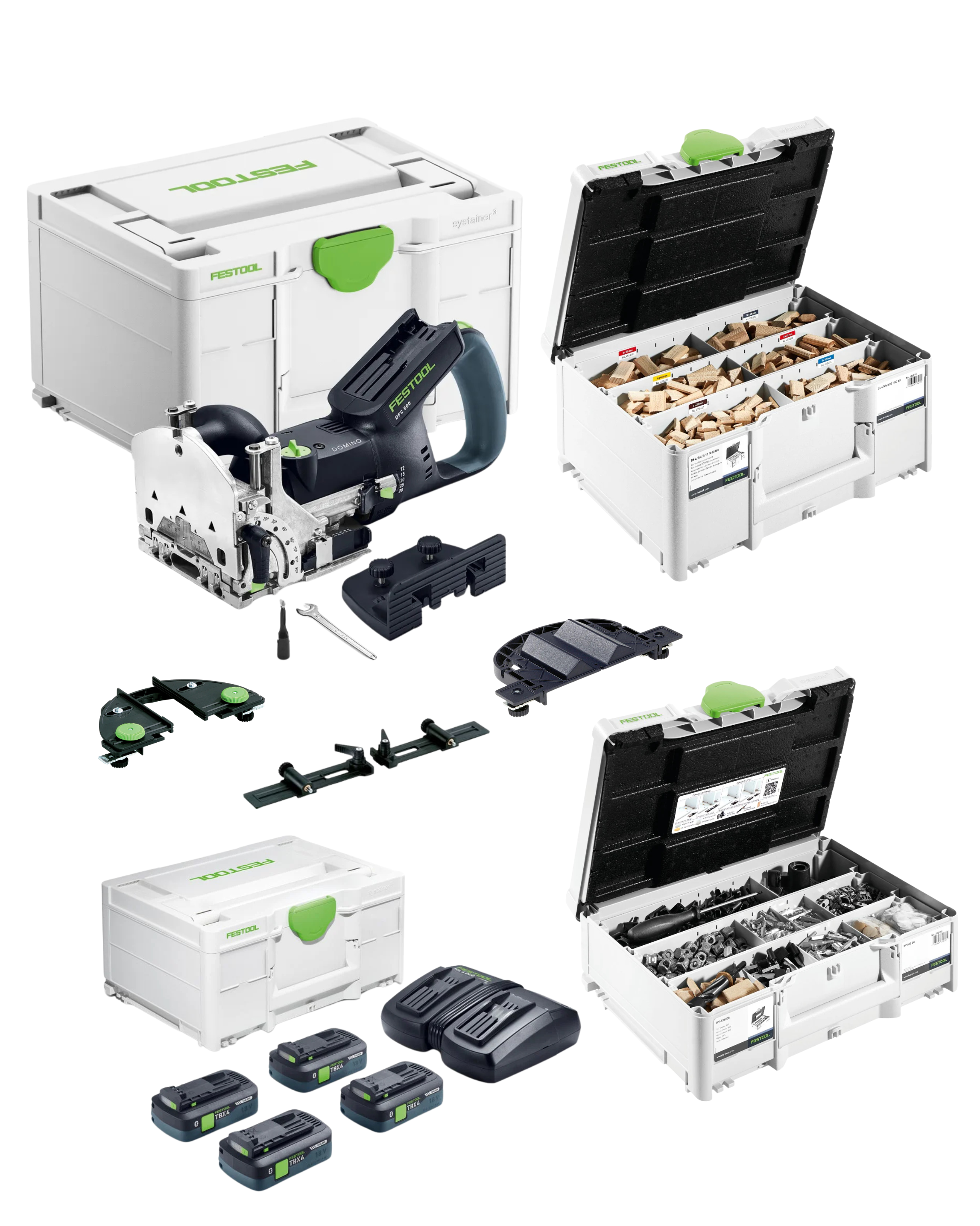 Festool Ultimate DFC 500 18V Cordless DOMINO Joiner Kit with TBX Tabless Battery Set