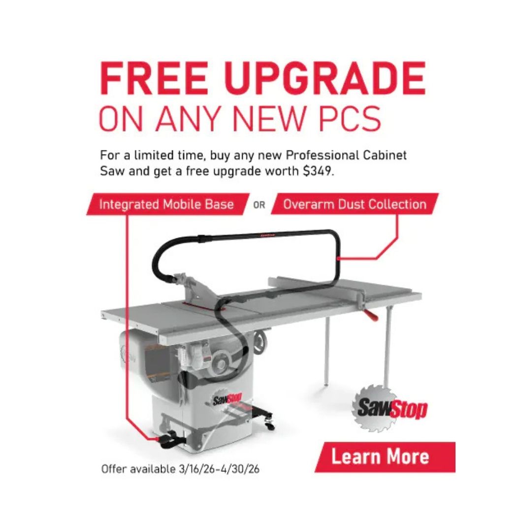 SawStop PCS Promo: Free Professional Accessory Upgrade