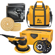 Mirka DEROS II 625X 6" Electric Random Orbital Sander Bundle with 5" Backup Pad, Gold Multifit Abrasives and Cooler Bag MUS-CTDEGC