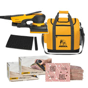Mirka DEOS II 343X 3" x 4" Electric Orbital Sander Bundle with Ultimax Ligno Abrasives, Interface Pad and Cooler Bag MUS-CTDELC