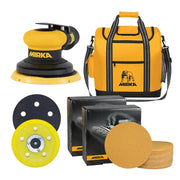 Mirka MR-5 5" Pneumatic Random Orbital Sander Bundle with Gold Abrasives, Backup Pad and Cooler Bag MUS-CTMR5GC