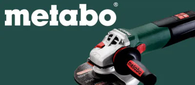 Metabo angle grinder on a green background