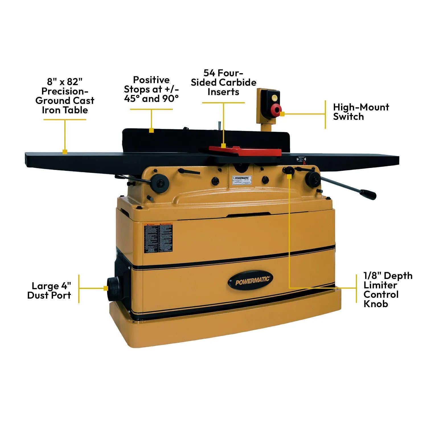Powermatic PJ-882HHT 8 in. Parallelogram Jointer with ArmorGlide, 2HP 1PH 230V, HH 1610082T
