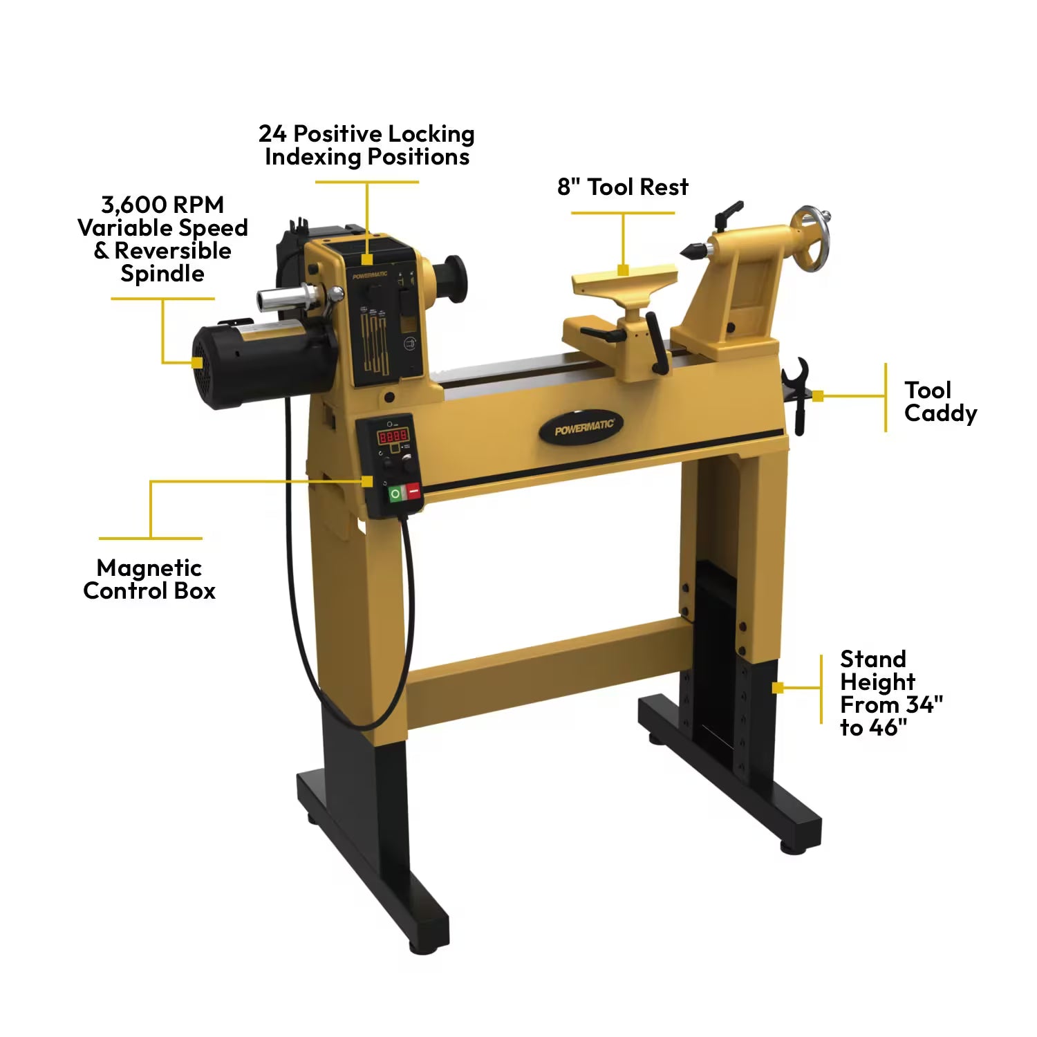 Powermatic PM2014 Lathe w/ Stand, 1HP, 115V 1792014AK