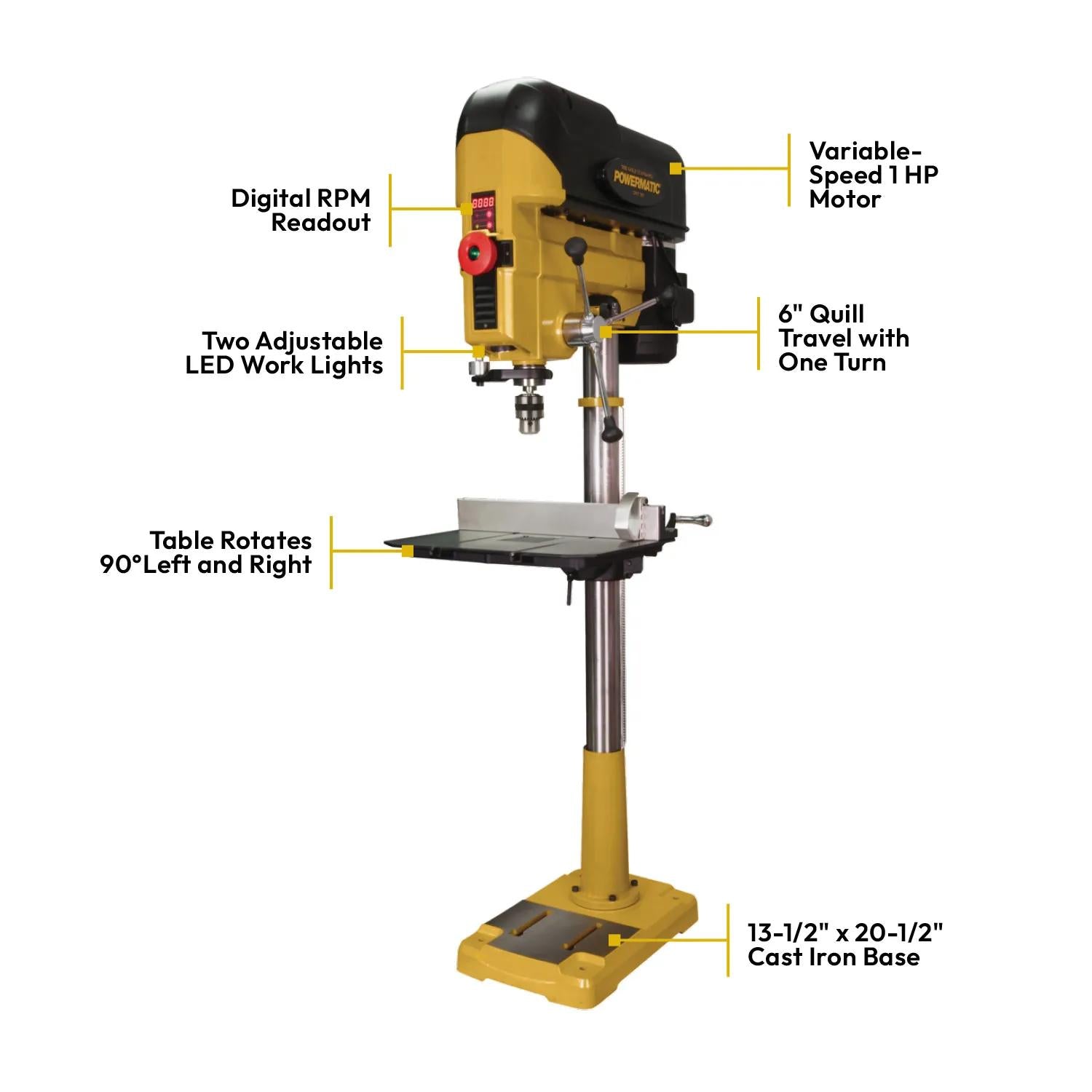Powermatic PM2800B Drill Press, 1HP, 1PH, 115/230V 1792800B
