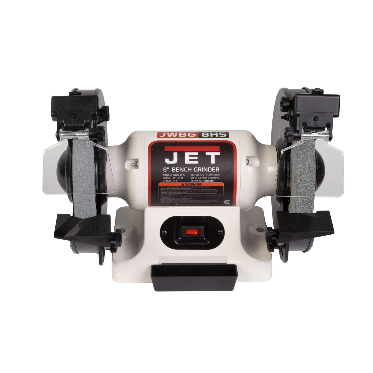 Jet JWBG-8HS 8 in. Benchtop Grinder with LED Lights, 1/2 HP, 120V 1-Phase JT1-3161