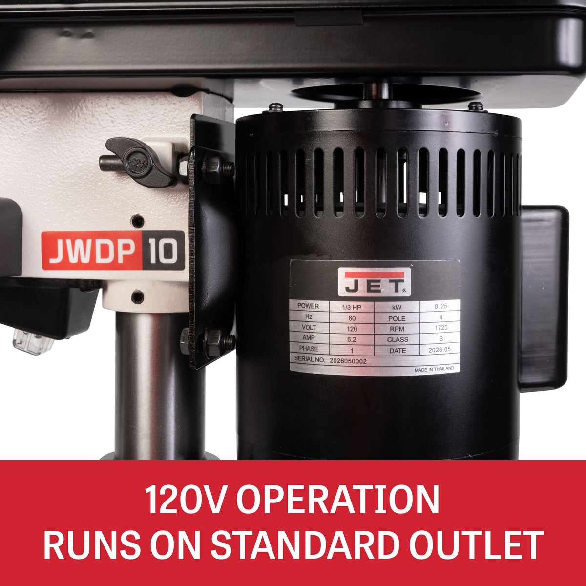 Jet JWDP-10 10 in. 5-Speed Benchtop Drill Press, 1/3 HP, 120V JT1-3162