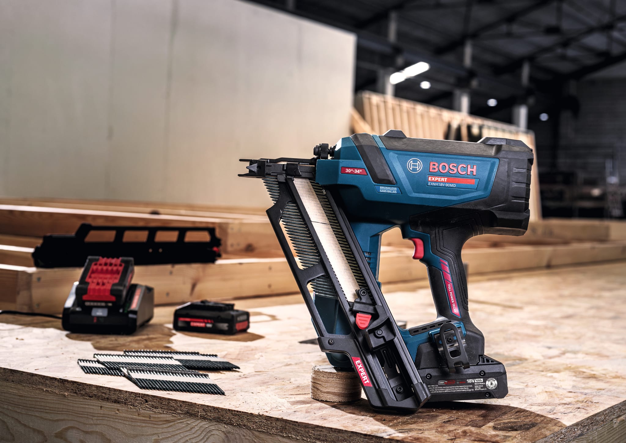 Bosch EXPERT 18V 30 Degree Framing Nailer Kit w/ 4Ah EXPERT Battery EXNH18V-90MDB14