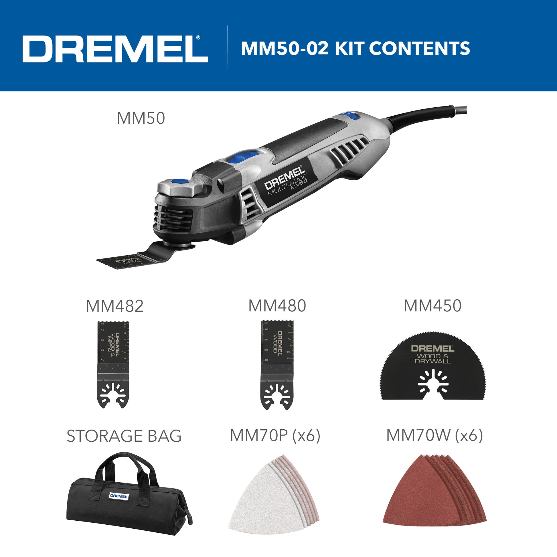 Dremel Multi-Max 5 Amp Variable Speed Corded Oscillating Multi-Tool Kit w/ 16 Accessories and Storage Bag MM50-02