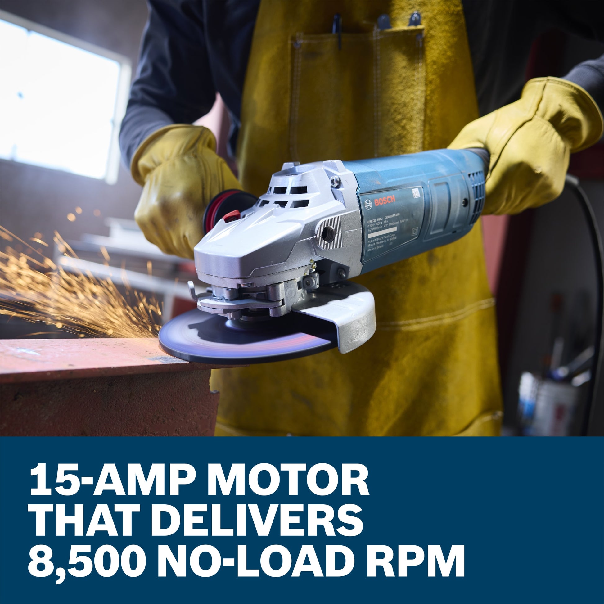 Bosch 7" Large Angle Grinder - 15 Amp with Lock-On Trigger Switch GWS22-180J