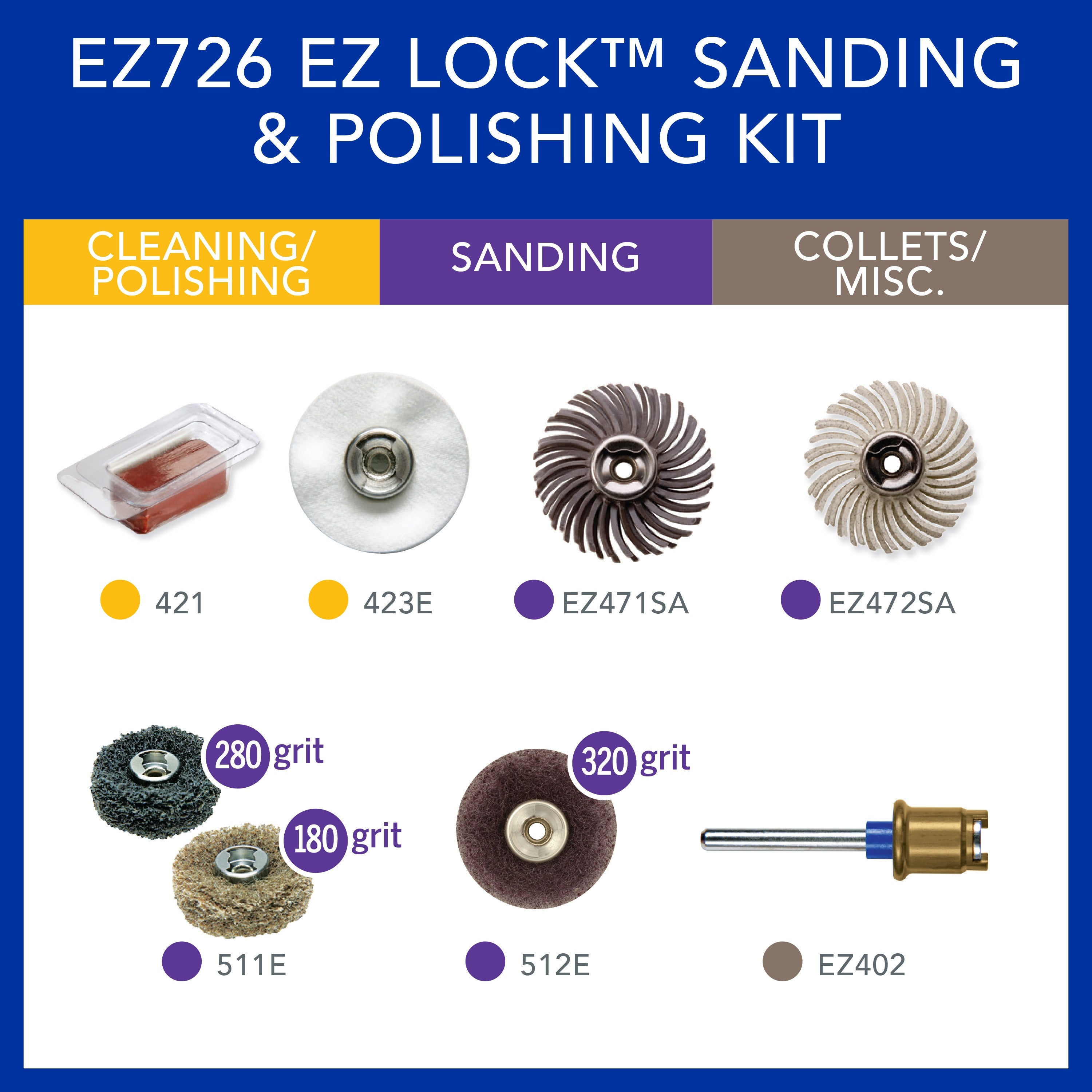 Dremel 8pc EZ Lock Sanding & Polishing Rotary Accessory Micro Kit EZ726-01