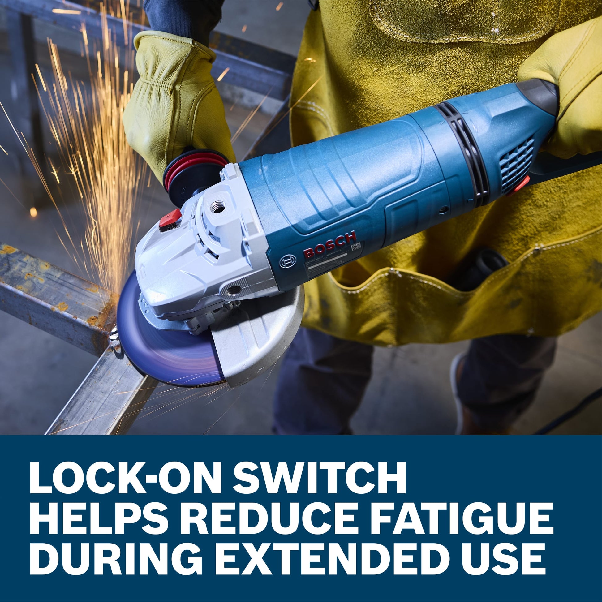 Bosch 7" Large Angle Grinder - 15 Amp with No-Lock On Trigger Switch and Rotatable Main Handle GWS25-180PR