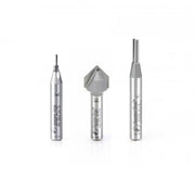 Axiom 3-Pc CNC V-Carve Inlay Router Bit Set, Solid Carbide, 1/4 in Shank ABS207