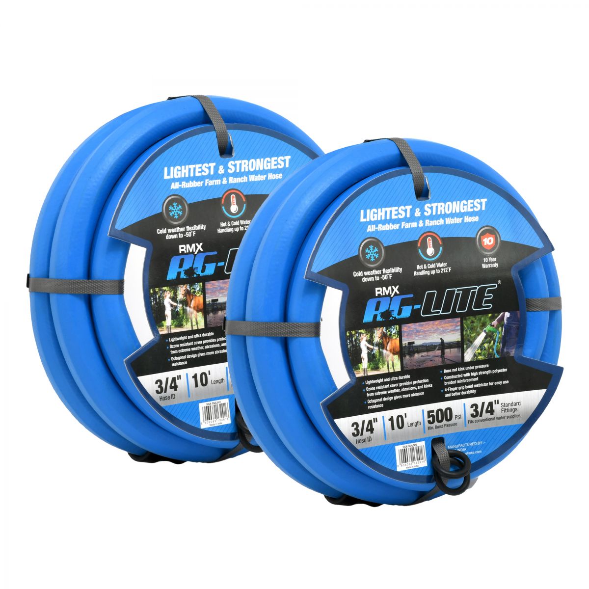 Blubird AG-Lite 3/4" X 10' Water Lead In Hose 3/4" Male and Female GHT Fittings, 2-Pack AL3410-2PK