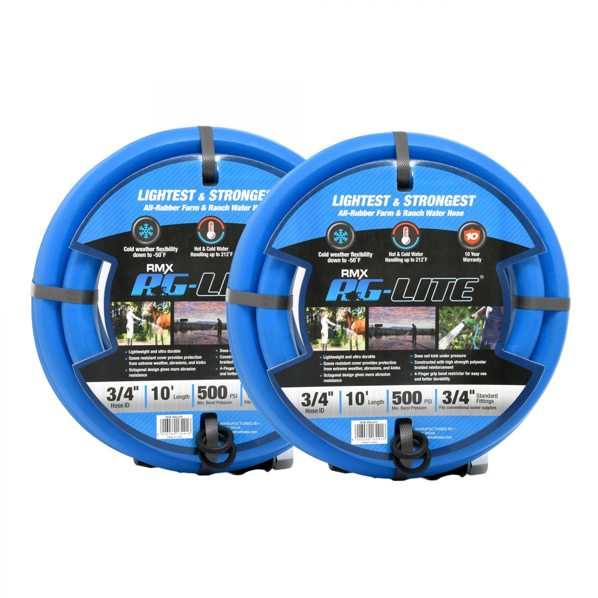 Blubird AG-Lite 3/4" X 10' Water Lead In Hose 3/4" Male and Female GHT Fittings, 2-Pack AL3410-2PK