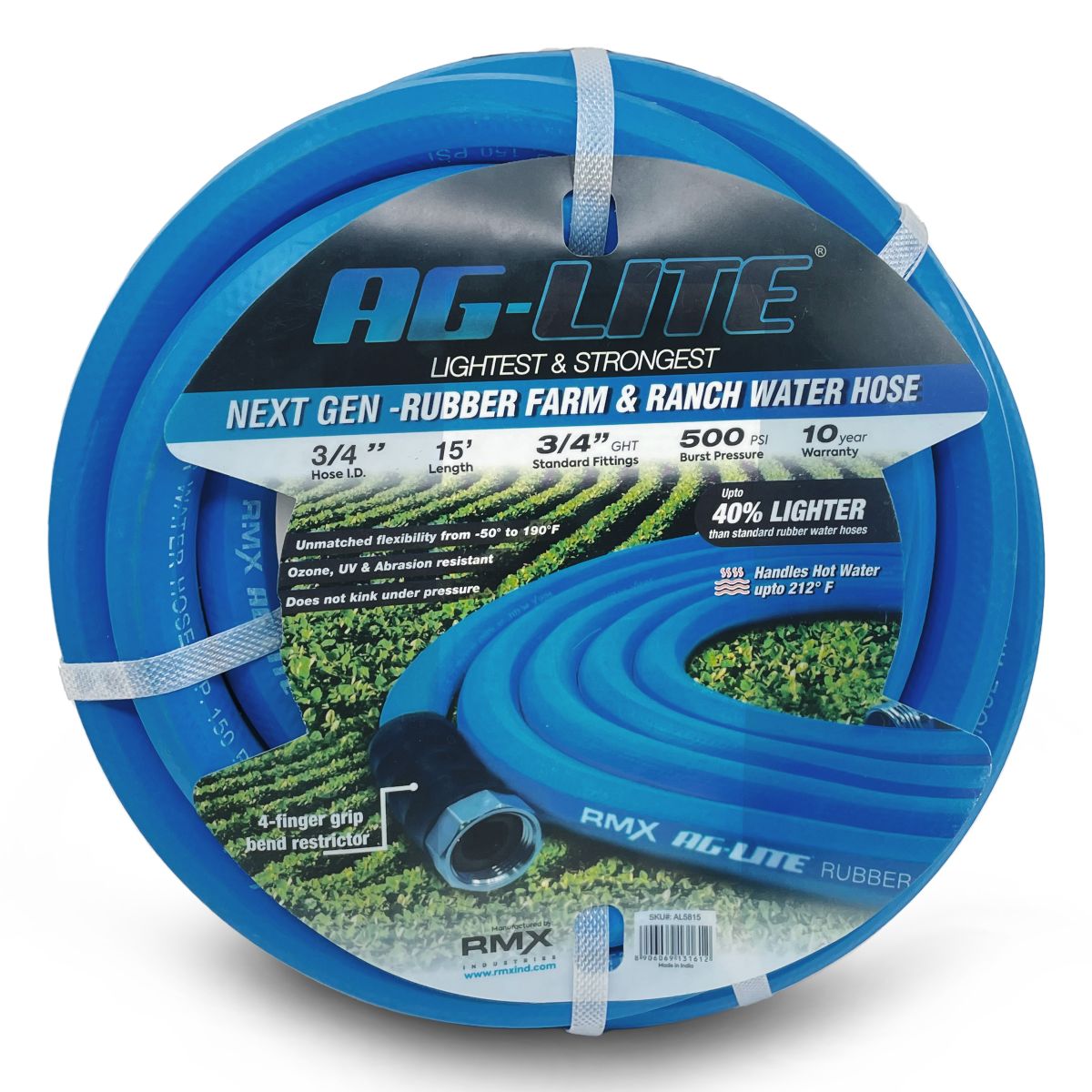 Blubird AG-Lite 3/4" X 15' Water Lead In Hose 3/4" Male and Female GHT Fittings AL3415