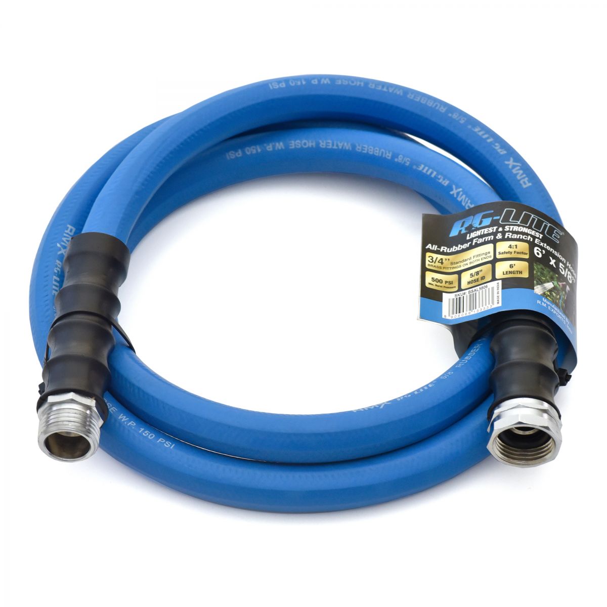 Blubird AG-Lite 5/8" X 6' Water Lead In Hose 3/4" Male and Female GHT Fittings, 2-Pack AL5806-2PK