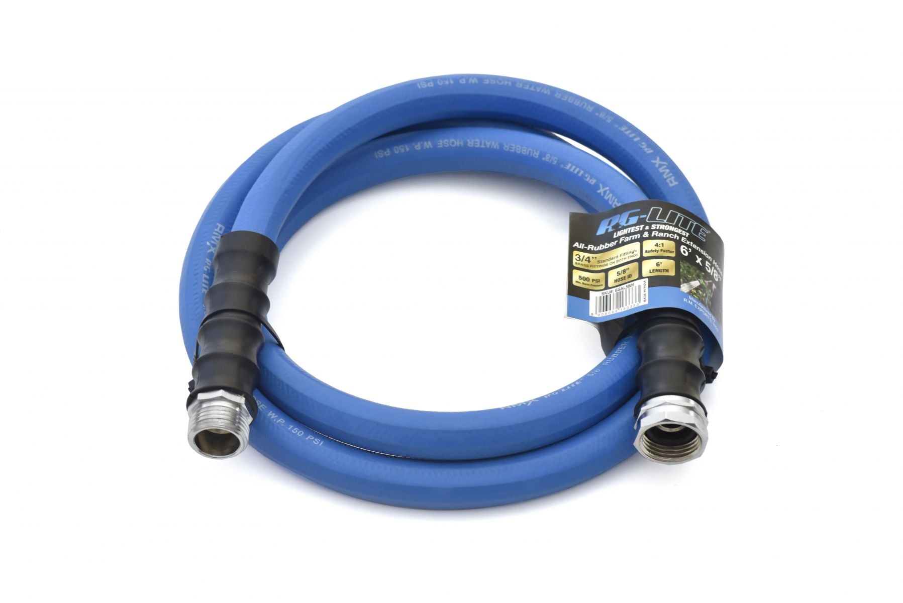 Blubird AG-Lite 5/8" X 6' Water Lead In Hose 3/4" Male and Female GHT Fittings AL5806