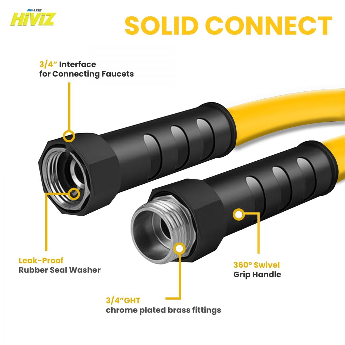 Blubird AG-Lite HiViZ 3/4" X 50' Water Hose Assembly 3/4" Male and Female GHT Fittings ALHV3450