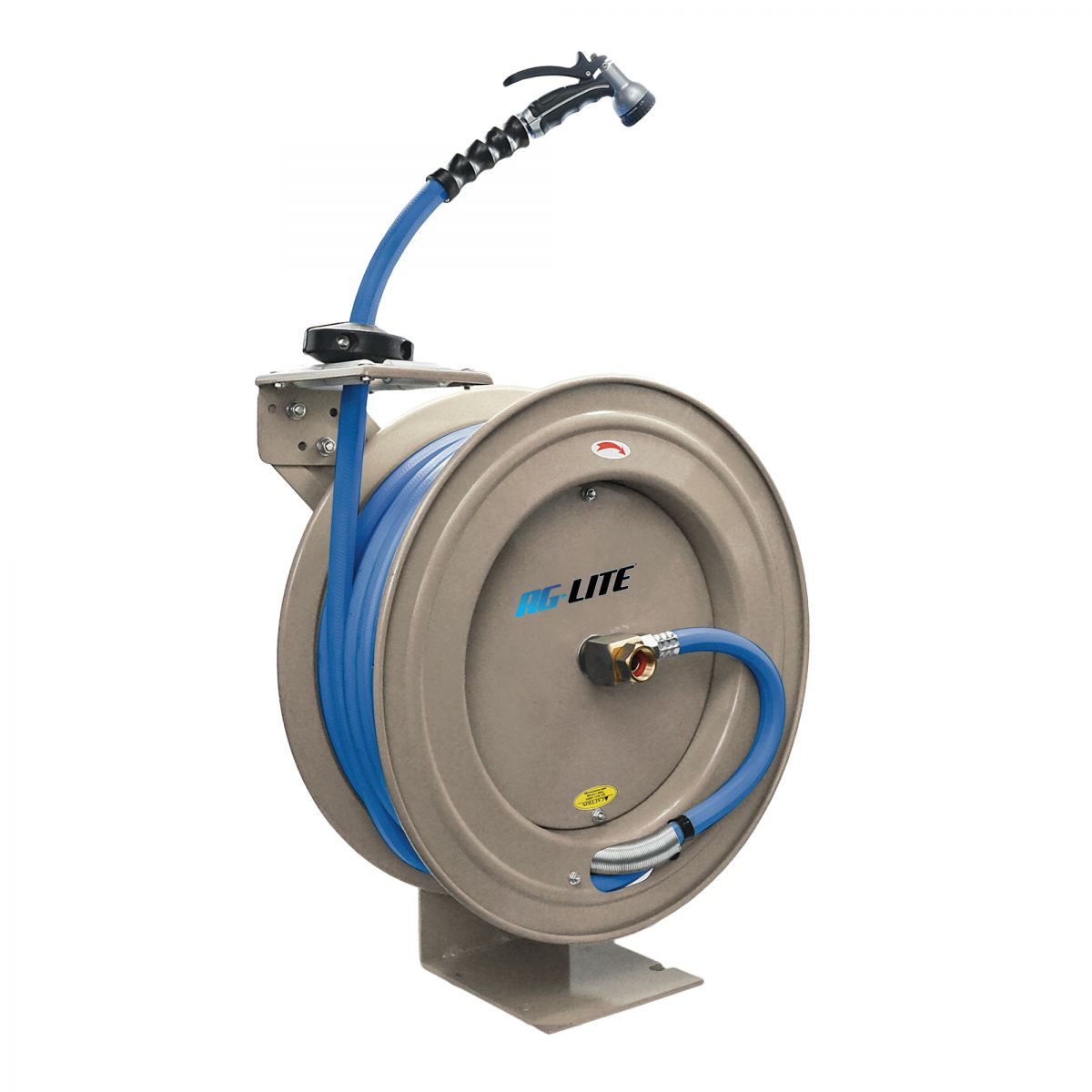 Blubird AG-Lite 5/8" X 50' Water Hose Heavy Duty 18 Gauge Retractable Reel 3/4" Male and Female GHT Fittings, Cream Color ALWR5850-CR