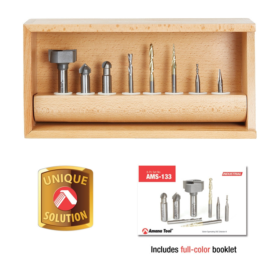 Amana Tool 8 pc General Purpose CNC 1/4 in SK AMS-134