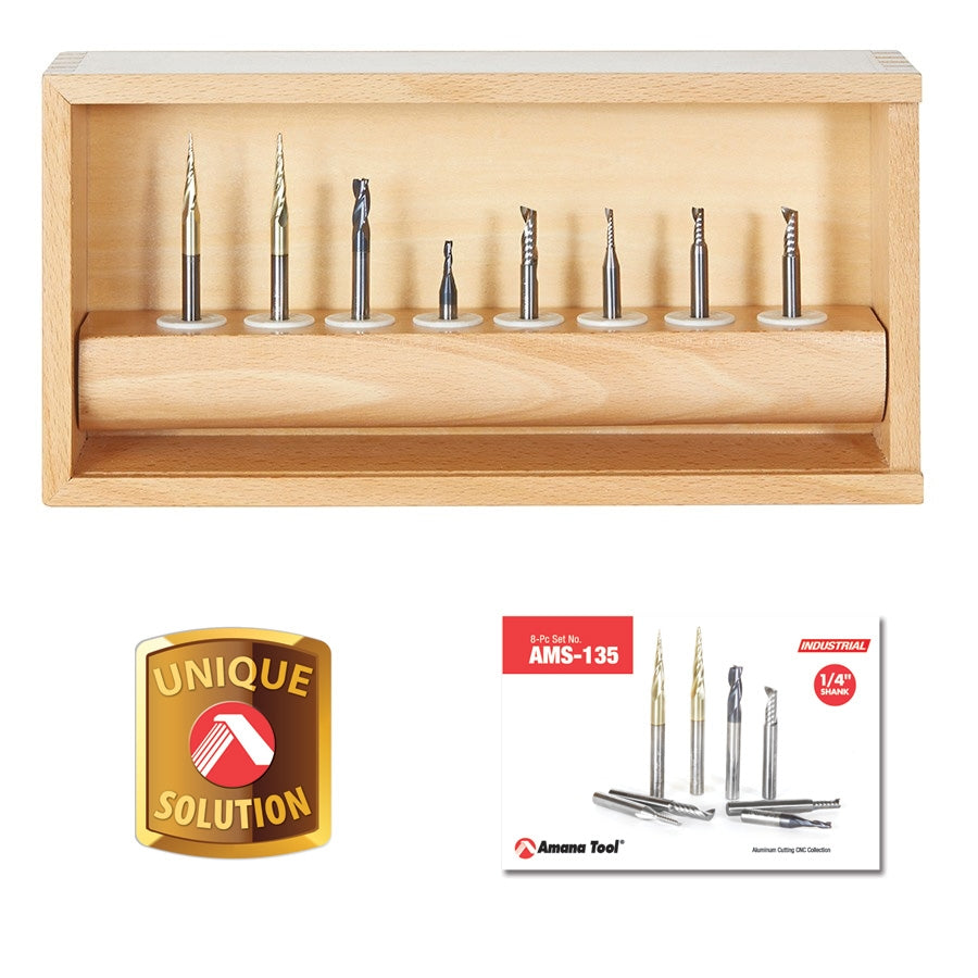 Amana Tool 8 pc CNC Collection 1/4 in Shank Set AMS-135