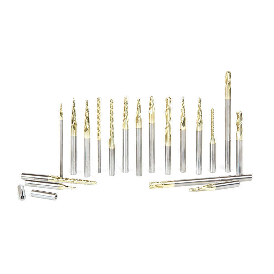 Amana Tool 18 pc 3D, Carving CNC ZrN Set AMS-143