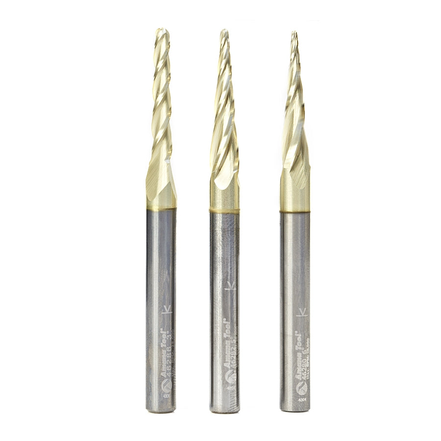 Amana Tool 3 pc 3D SC Carving Ball Nose ZrN AMS-144