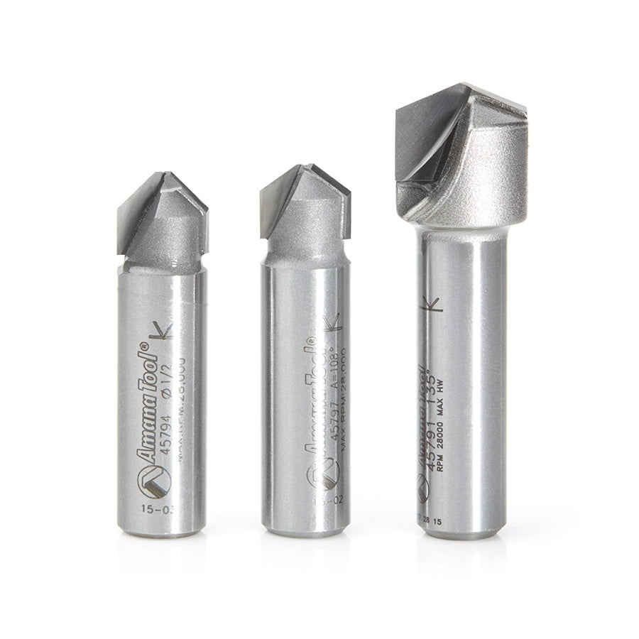 Amana Tool 3 pc ACM V 90 108 135 Deg. Set AMS-147