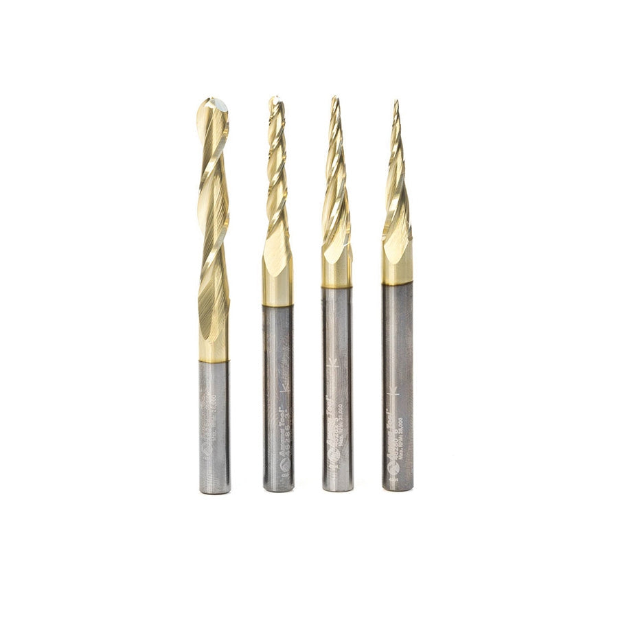 Amana Tool 4 pc 3D SC Carving Ball Nose ZrN AMS-148