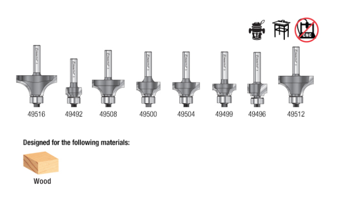 Amana Tool 8-pc Corner Round Set 1/4 in Shank AMS-550