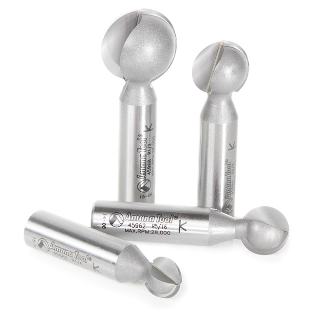 Amana Tool 4 pc Ball End Set 1/2 in Shank AMS-557
