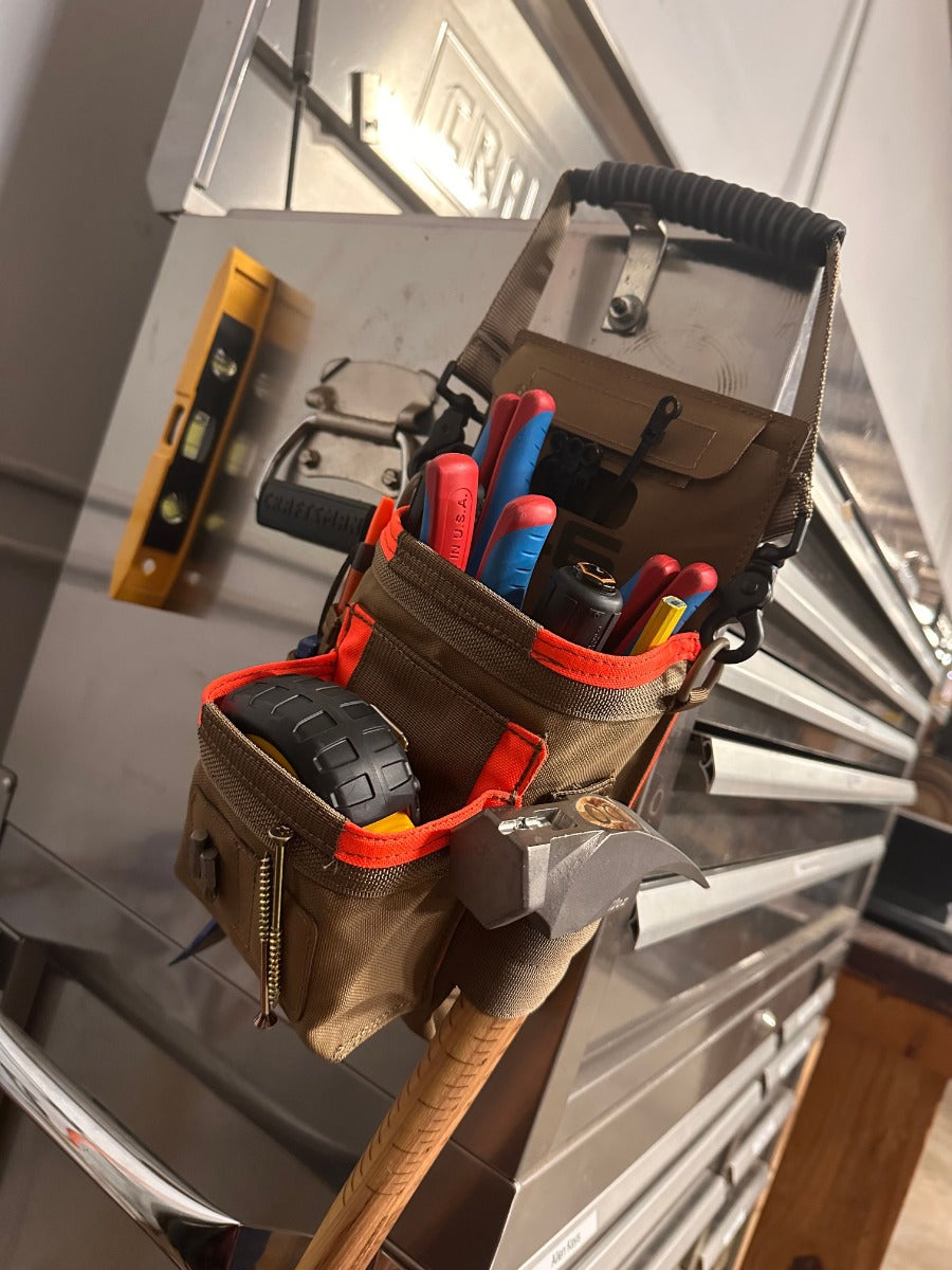 Atlas46 Compact Double Stack Tool Pouch, Rotating Quick Release, Coyote/Orange A46-10-00002-1178-00