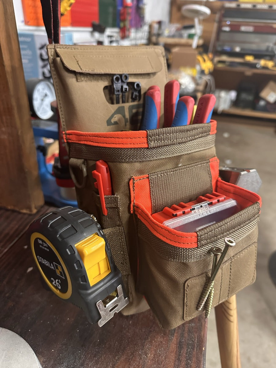 Atlas46 Compact Double Stack Tool Pouch, Rotating Quick Release, Coyote/Orange A46-10-00002-1178-00