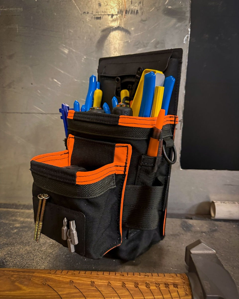 Atlas46 Compact Double Stack Tool Pouch, Rotating Quick Release, Black/Orange A46-10-00002-1193-00