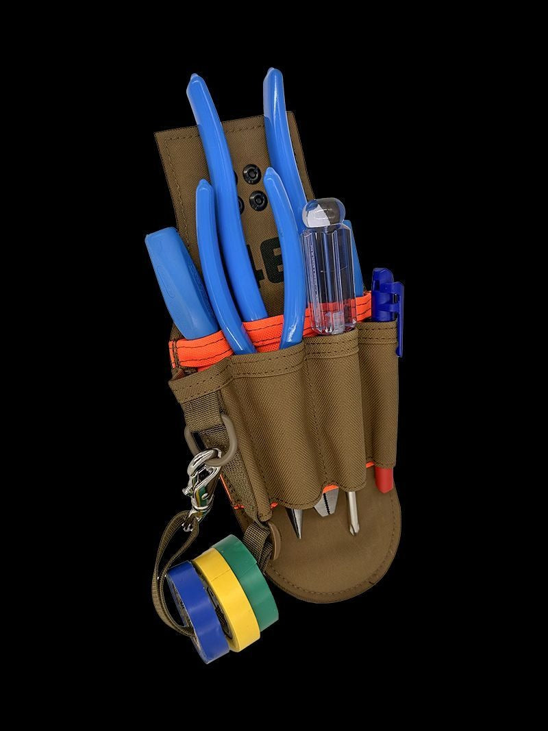 Atlas46 7 Pocket Electricians Pouch, Rotating Quick Release, Coyote/Orange A46-10-00005-1178-00