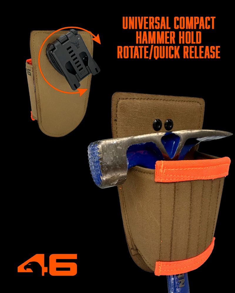 Atlas46 Universal Compact Hammer Hold, Rotating Quick Release, Coyote/Orange A46-10-00008-9178-00