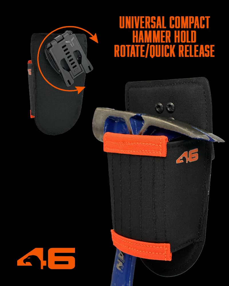 Atlas46 Universal Compact Hammer Hold, Rotating Quick Release, Black/Orange A46-10-00008-9193-00