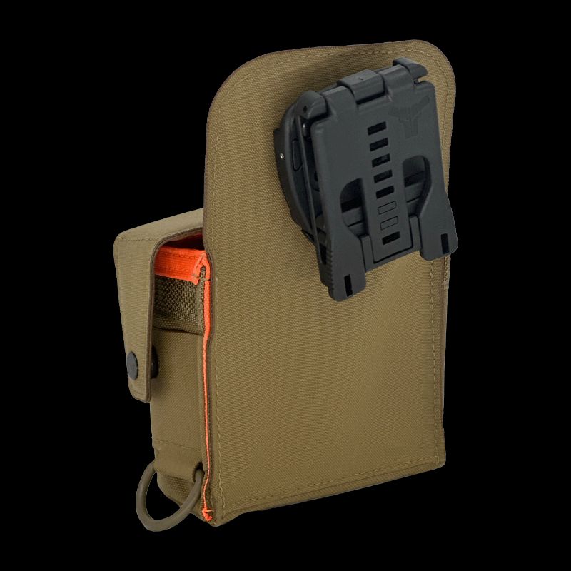 Atlas46 Tape Measure Pouch with Security Flap, Rotating Quick Release, Coyote/Orange A46-10-00009-9178-00