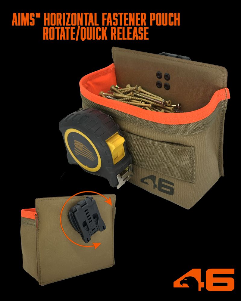 Atlas46 AIMS Horizontal Fastener Pouch, Rotating Quick Release, Coyote/Orange A46-10-00012-1178-00