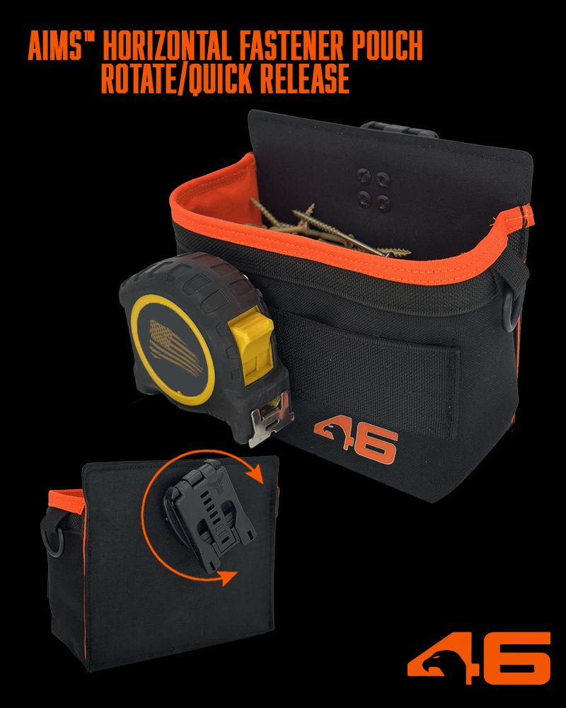 Atlas46 AIMS Horizontal Fastener Pouch, Rotating Quick Release, Black/Orange A46-10-00012-1193-00