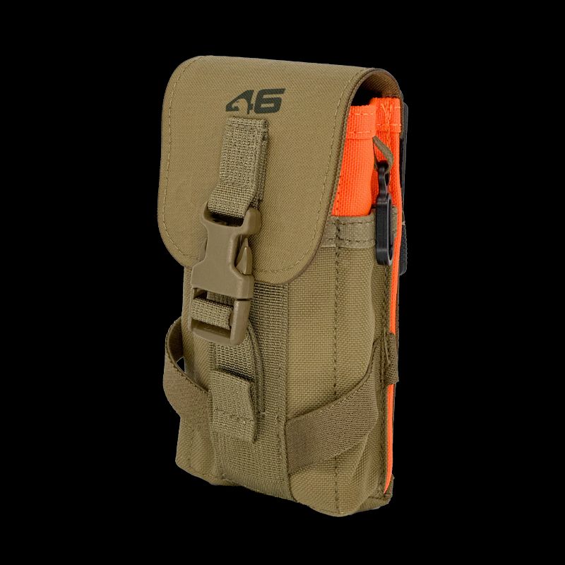 Atlas46 Flapped Mobile Phone Pouch, Rotating Quick Release, Coyote/Orange A46-10-00014-1178-00