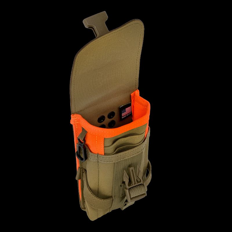 Atlas46 Flapped Mobile Phone Pouch, Rotating Quick Release, Coyote/Orange A46-10-00014-1178-00