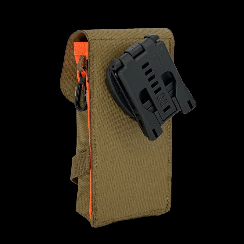Atlas46 Flapped Mobile Phone Pouch, Rotating Quick Release, Coyote/Orange A46-10-00014-1178-00