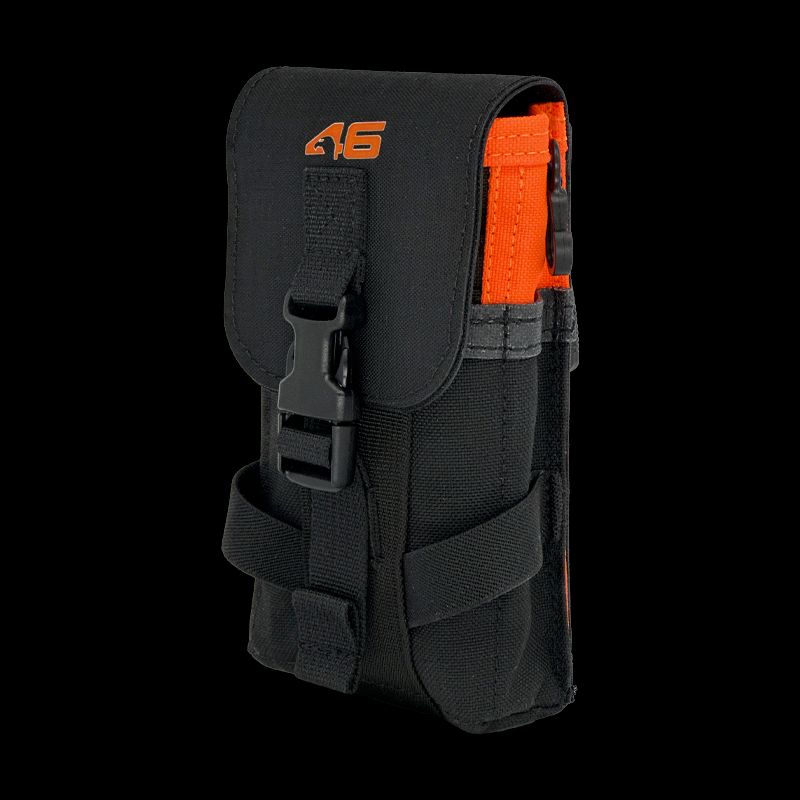 Atlas46 Flapped Mobile Phone Pouch, Rotating Quick Release, Black/Orange A46-10-00014-1193-00