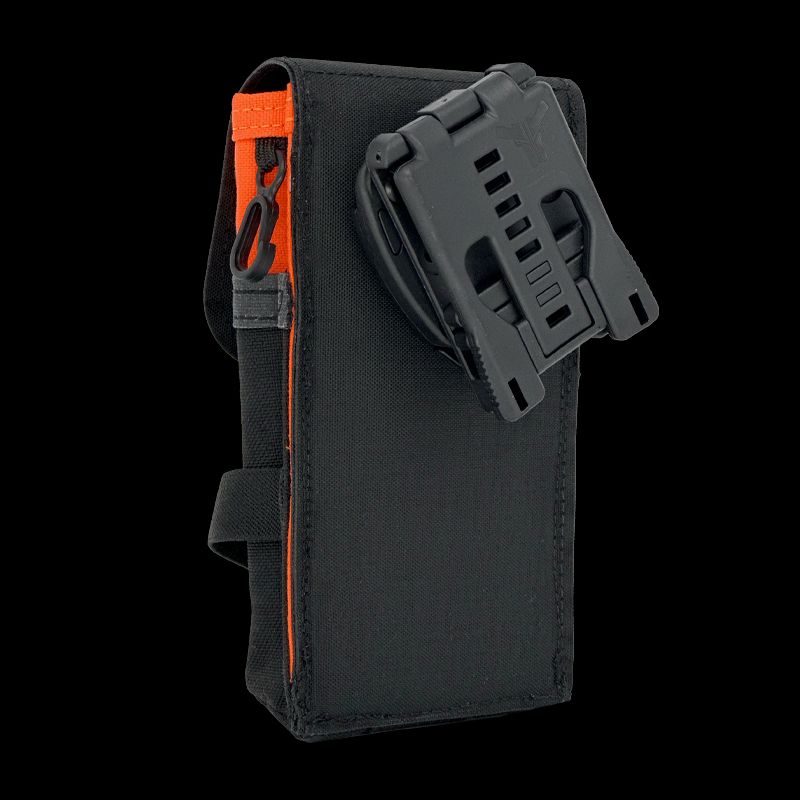 Atlas46 Flapped Mobile Phone Pouch, Rotating Quick Release, Black/Orange A46-10-00014-1193-00
