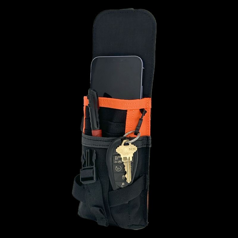 Atlas46 Flapped Mobile Phone Pouch, Rotating Quick Release, Black/Orange A46-10-00014-1193-00