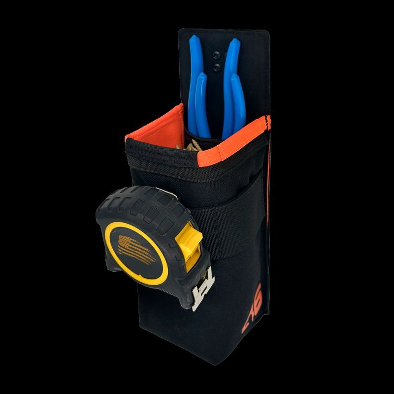 Atlas46 AIMS Vertical Fastener Pouch with Plier Sheath, Rotating Quick Release, Black/Orange A46-10-00016-1193-00