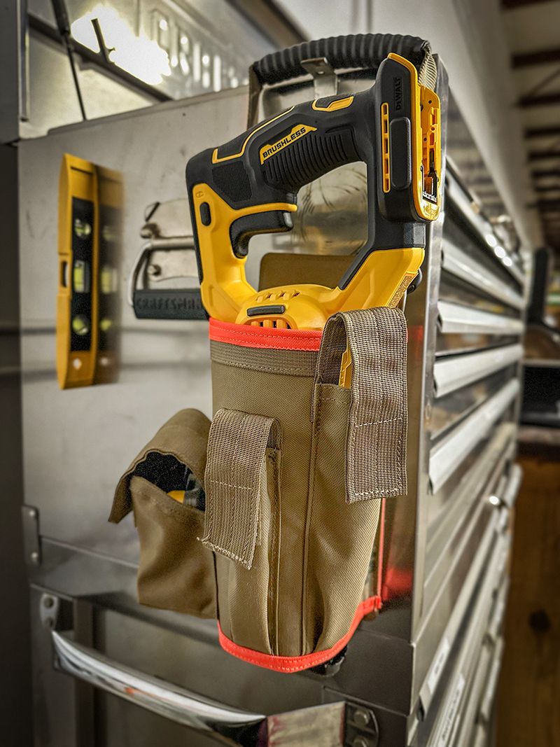 Atlas46 Reciprocating Sawzall Pouch, Rotating Quick Release, Coyote/Orange A46-10-00017-1178-00